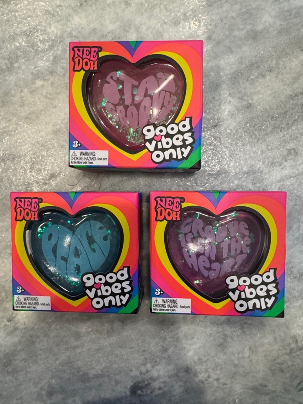 Good Vibes Only Heart Stress Toy - Pink, Teal, Purple